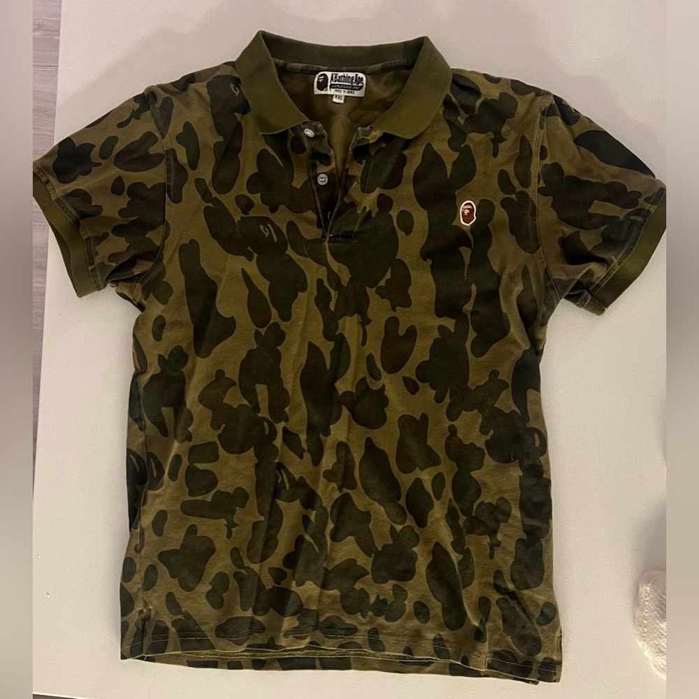 Bape Camouflage Polo Shirt - Olive Green